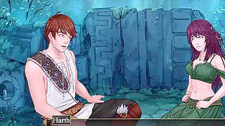 Hentai pleasure in a visual novel before getting it on