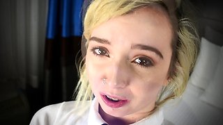 Hot Blonde Teen Fucks POV and Takes a Big Load to the Face
