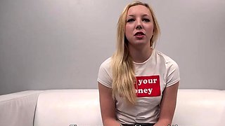 American amateur blonde has British blowjob casting