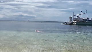 Relaxing Anus in the Soft Salty Ocean Water Before Anal Sex on the Kitchen Table