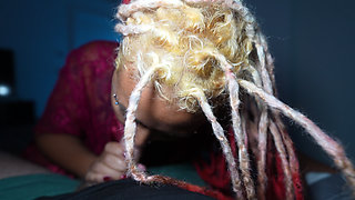 POV Quickie Creampie Before Bed - Pretty Mixed Girl with Dreads & Big Ass