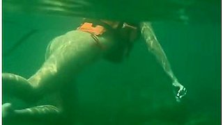 Asian Student Swims In The Sea And Plays With Her Pussy