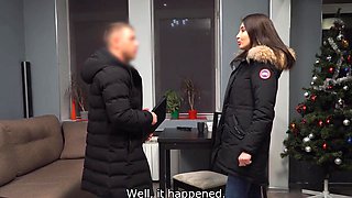 Debt ridden girl is going to suck him off before fucking