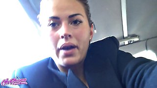Busty French Brunette Vic Alouqua Fingers Pussy in Car Window While Big-Tits Passersby Watch and Squ