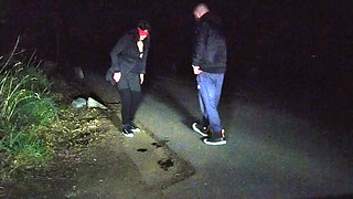 Urination on wife's face outdoors golden shower