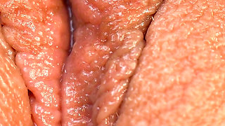 Creamy Orgasm Contractions - Extreme Close up Girl Masturbation - Meaty Pussy Lips