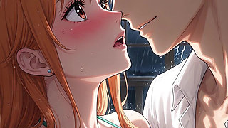 Nami Is a Slut, She Heats Her Best Friend Until She Eats His Big Cock and Swallows His Milk - Ai-generated Content