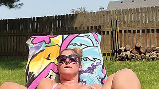 Hotwife Lexi Love Masturbates in the Yard While Neighbor Is Outside!