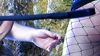 Pierced redhead anally pounded outdoor