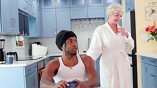 GILF AF Granny Sucks BBC at Glass Table