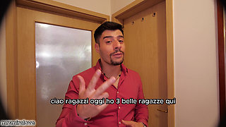 Casting with One Man and Three Girls, Huge Final Facial Cumshot