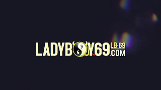 Slender ladyboy in pink lingerie teases with small tits and