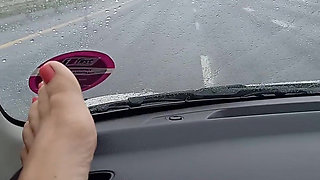 Feet on the Dashboard. a Little Peek at My Legs