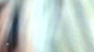 Blondie in stockings and latex fucks a guy in the closet