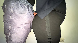 Big-bootied Girl Gropes a Stranger's Penis