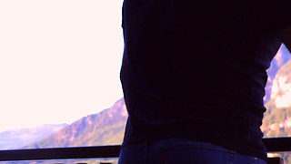Luring a Stranger in Hallstatt: Balcony Strip & Raw Hotel Use - Deep Swallow Finish