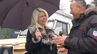 German blonde milf persuaded to have sex on the street
