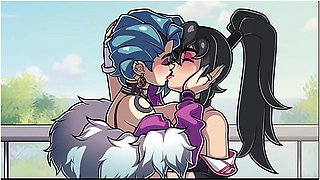 Lesbian Kissing And Strapon Hentai Cartoon