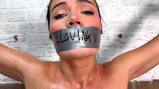 Bound and gagged busty MILF beauty pounded hard doggystyle