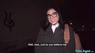 Don't Let My Mother Hear! Nerdy Brunette Emily Pink in Outdoor POV Pickup for Public Agent