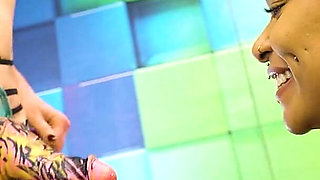 Dark Teen Gets Dominated by Dominatrix, Strap on