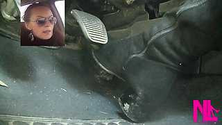 Driving Fast in Black Suede Knee High Boots
