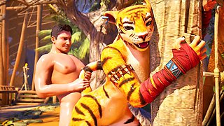 Outdoor anal, furry animation, pussy licking