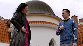 Mature lady is a kinky fucking sniffer.. gets punished for it