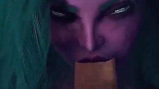 Night Elf Princess Give You a Blowjob in the Garden POV 3D Porn