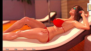 Steamy shower session with a sexy visual novel featuring busty babes