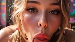 Blonde sucks cock in nursery room and bends over office desk
