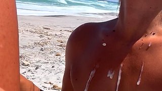 Asian milf beach facial