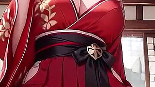 Private Shrine Encounter, Lazy Seduction on Tatami, Revealing Full Bust Under the Open-shoulder Red Dress.