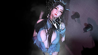 3D Cute Cosplay Babe Wearing Sexy Dress Got Fucked by Big Dildo