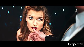 A beautiful blonde in stockings gets fucked by a dominant man