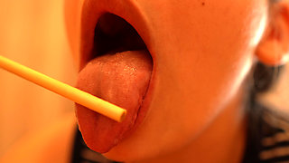 I’m Sucking and Licking a Popsicle, Playing with It Using My Lips and Mouth.