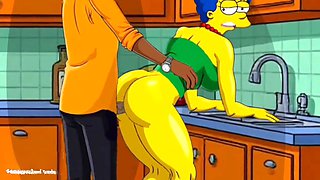 Animated cartoon, cheating housewife, marge simpson