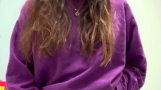 Lovely Amateur teen brunette masturbating outdoor