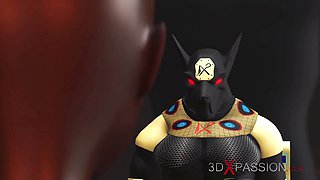 Sex in ancient Egypt! Anubis fucks a young egyptian slave in his temple