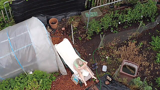 Voyeur with Drone Watches Me in the Garden Playing with Myself