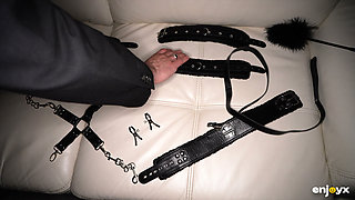 Halloween BDSM Night: Mia De Vil Bound, Footjobbed, Spanked & Creamed by Davis De Vil
