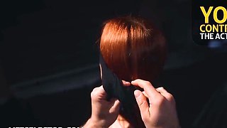 Hot redhead stunner enjoys double sausage threesome