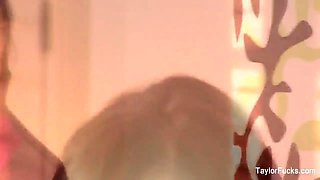 Taylor plays with her pussy while wearing pink lingerie