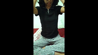Desi College Girl Masturbating and Fingering on Bed