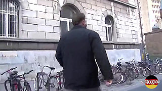 Redhead European Cutie Sucking and Fucking Outdoors