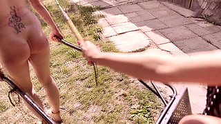 Pony girl training - Whipping hard LEZDOM