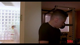Wild brother-in-law slinks into 's shower