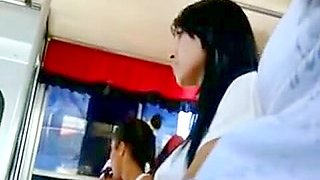 Sexy asian girl in Dickflash bus cought on candid cam by our public flash hunter