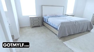 Blond milf with Big Tits gets tricked with vibing egg in her pants while she is in the shower