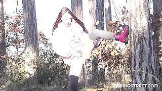 Beautiful outdoor pissing in the park with a hot brunette Dragon Fruit